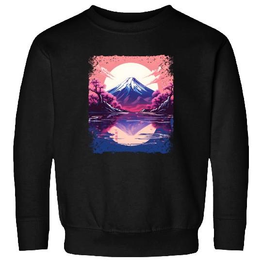 Vaporwave Aesthetic Japan Sight Mount Fuji Volcano Sweatshirts