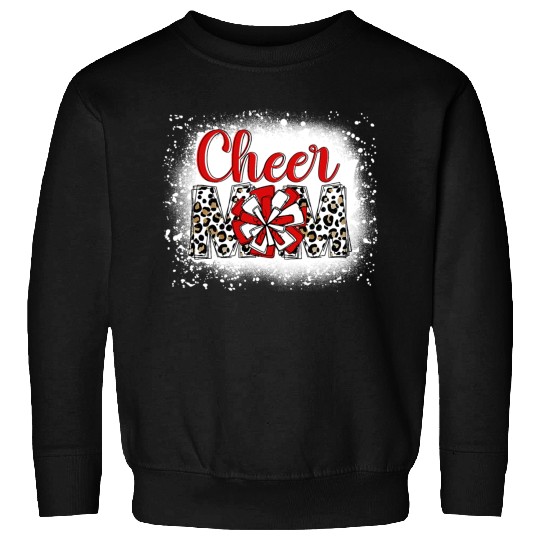Cheer Mom Leopard Cheerleader Bleached Mother Sweatshirts