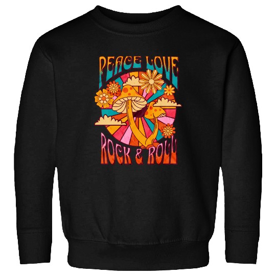 Peace Love Rock And Roll Distressed Rock Concert Sweatshirts