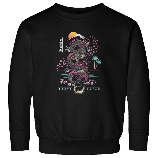 Japanese Tokyo Dragon Asian Inred Retro 80Â€™S Sweatshirts
