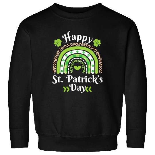 Happy St Patric Day Leopard Print Rainbow Sweatshirts