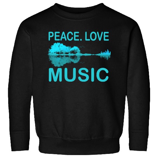 Peace Love Music Guitar Lake Shadow Hippie Sweatshirts