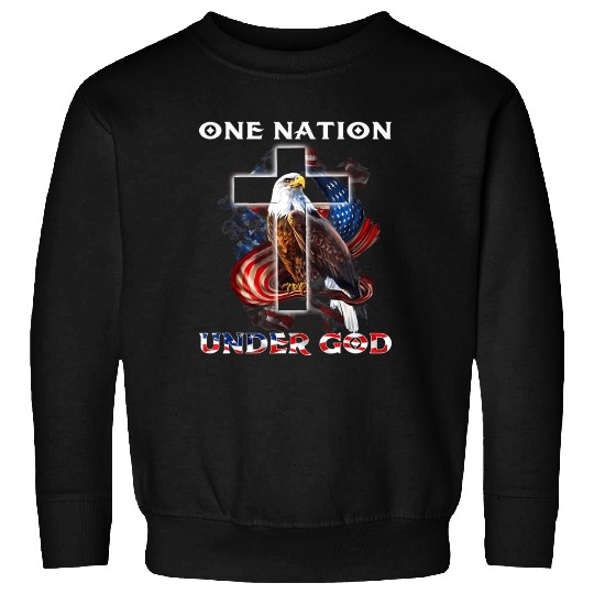 One Nation Under God Jesus Usa Cross Bald Eagle Sweatshirts