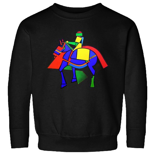 Colorful Abstract Knight Riding a Horse Sweatshirts