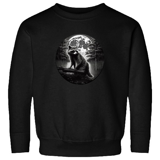 Raccoon Moon Forest Artwork Animal Art Raccoon Sweatshirts