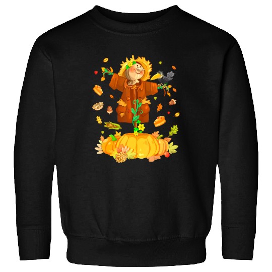 Scarecrow Pumpkin Garden Hello Thanksgiving Sweatshirts