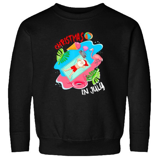 Christmas In July Santa Relaxing On Beach Cute Sweatshirts