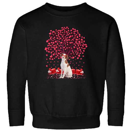Heart Tree Brittany Spaniel Dog Valentine'S Day Sweatshirts