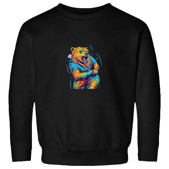 Golfer Grizzly Bear Golf Club Golfing Golf Player Sweatshirts
