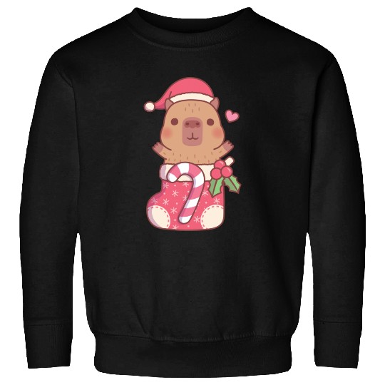 Cute Capybara In Christmas Stocking With Candy Sweatshirts