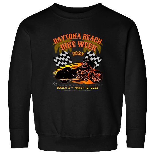 Daytona Beach Bike Week 2023 Checkered Flag Front Sweatshirts
