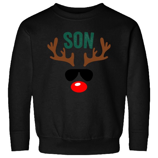 Son With Shades And Moose Reindeer Antlers Sweatshirts