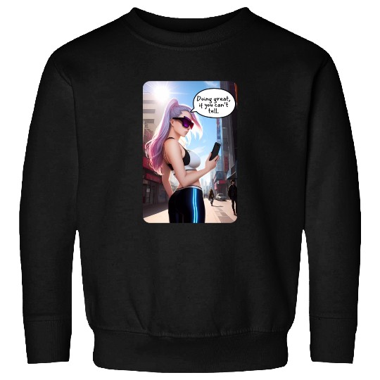 Cyberpunk Waifu Influencer Design 7 Sweatshirts