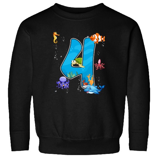 4th birthday Aquarium Fish lover 4 Year Old Sea Sweatshirts