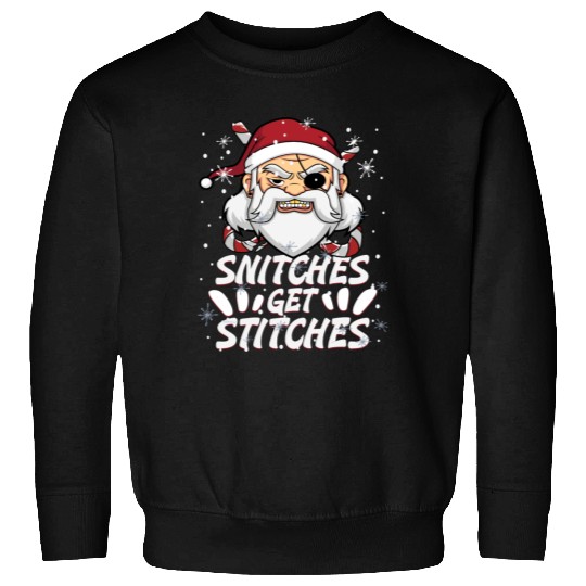Snitches Get Stitches Santa Hat Funny Santa Pirate Sweatshirts