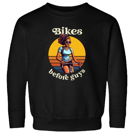 Bikes Before Guys Bicycle, Cycling Black Women Sweatshirts