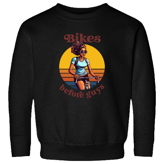 Bikes Before Guys Bicycle, Cycling Black Women Sweatshirts