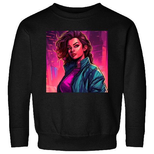Synthwave City Bloom - Neon Pink Cityscape Sweatshirts