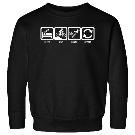 Sleep Ride Crash Repeat White Mountain Bike Sweatshirts
