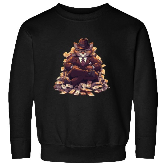 Gangster Cat Dressed In A Stylish Suit And Cash Sweatshirts