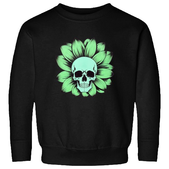 Green Toxic Sunflower Skull Vintage Style Sweatshirts