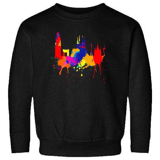 Barcelona Skyline Spain Colored Painting Love Barc Sweatshirts