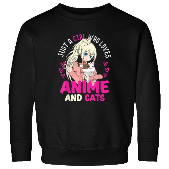 Anime Otaku Cats Japanese Anime Girl Kawaii Cat Sweatshirts