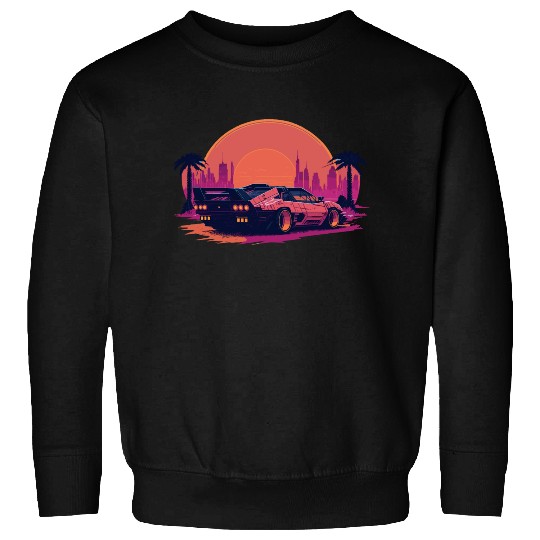 Cyberpunk car in sunset cityscape Sweatshirts