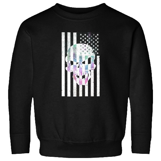 Cosmic Skull Usa Flag Sweatshirts