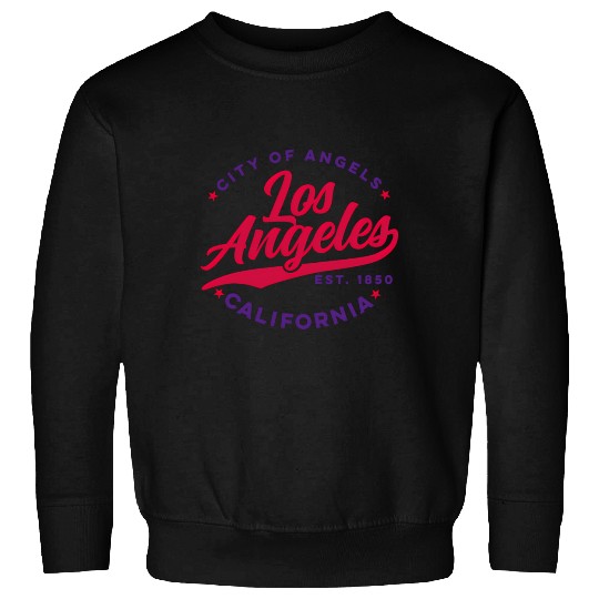 Los Angeles City Of Angels California Red Text Sweatshirts