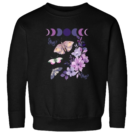 Violet Purple Moon Moth Flower Sweatshirts
