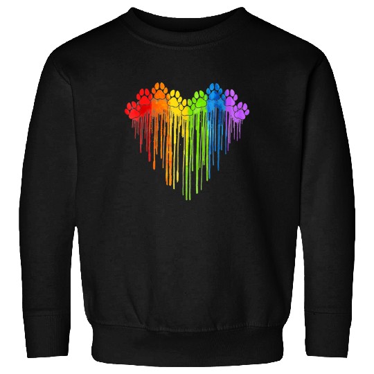 Dog Paws Rainbow Heart Dog Lover Gay Pride LGBT Sweatshirts