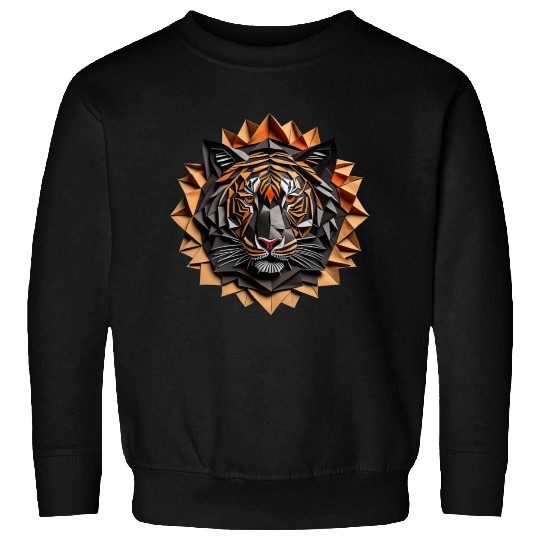 Exquisite Tiger Origami Mandala Art Sweatshirts