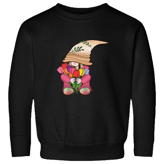 Gnome tulip flower cute fairy floral funny angle Sweatshirts