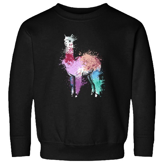 Colorful Splash Art Farm animals alpaca Llama Sweatshirts