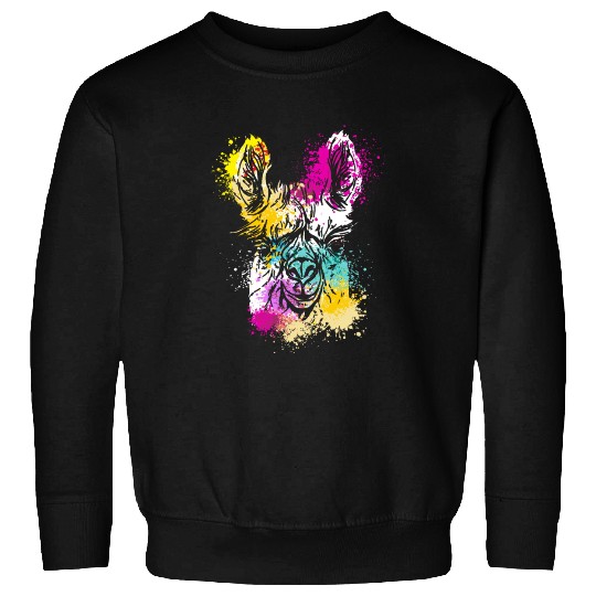 Colorful Splash Art Farm animals alpaca Llama head Sweatshirts