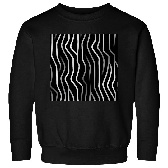 Monochrome Elegance: White Abstract Lines on Black Sweatshirts