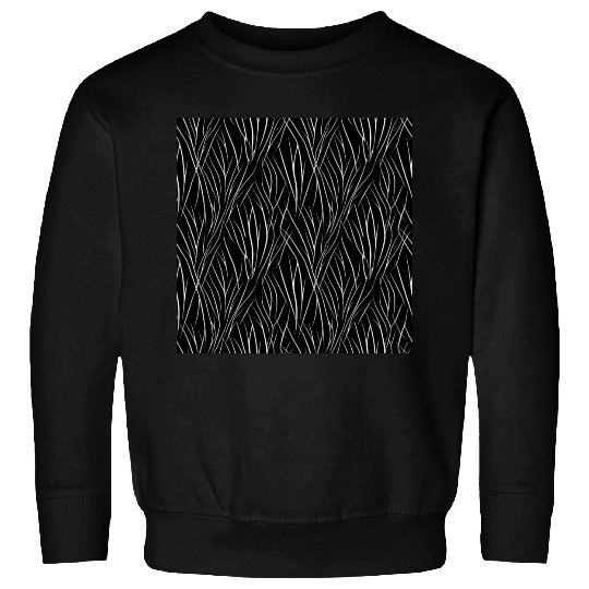 Monochrome Elegance: White Abstract Lines on Black Sweatshirts