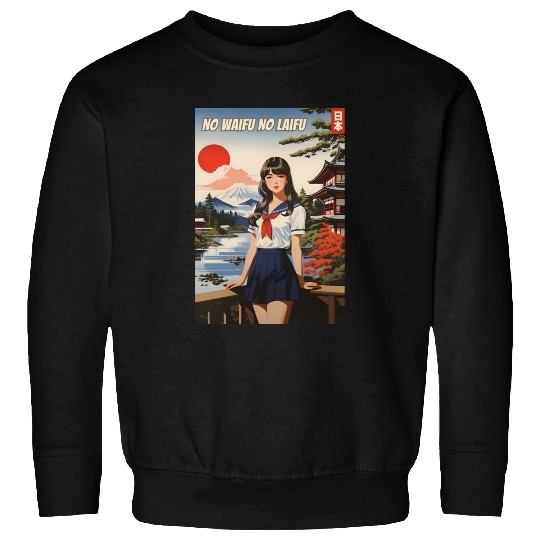 Funny Retro Art Style Anime Girl Japan Waifu Humor Sweatshirts
