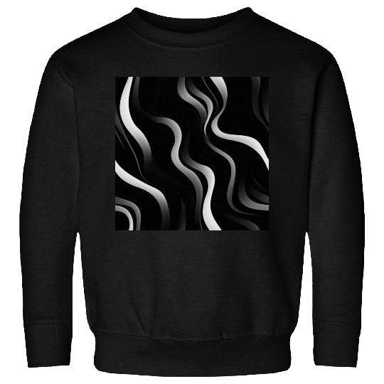 Monochrome Elegance: White Abstract Lines on Black Sweatshirts
