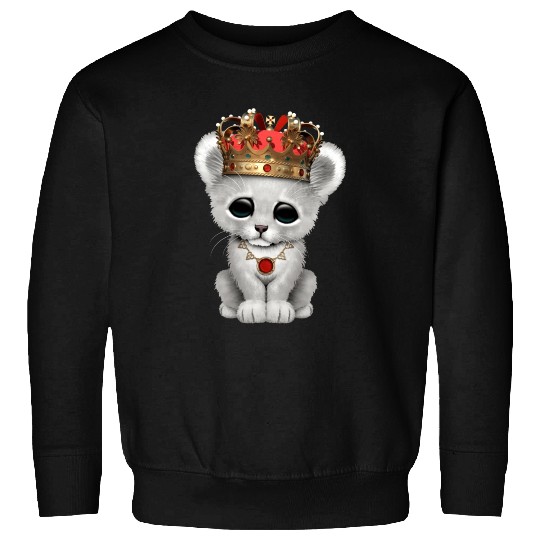 Cute Royal White Lion Wearing Crown Sweatshirts