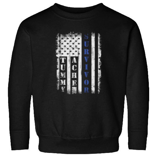 Tummy Ache Survivor Us Flag Stomachache Ibs Funny Sweatshirts