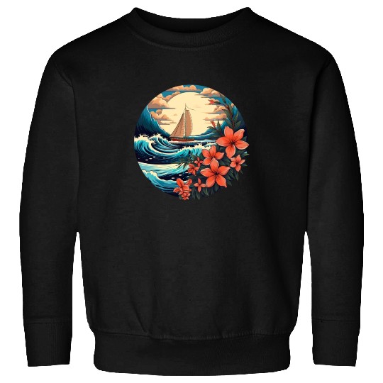 Sailing Ship Sailing Orchids Flowers Sailboat Sweatshirts