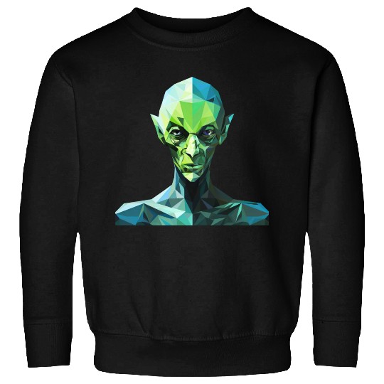Green Alien in Polygon Style Sweatshirts