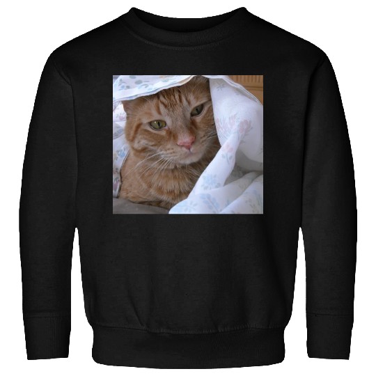 Cozy Orange Tabby Feline Under Blanket Sweatshirts