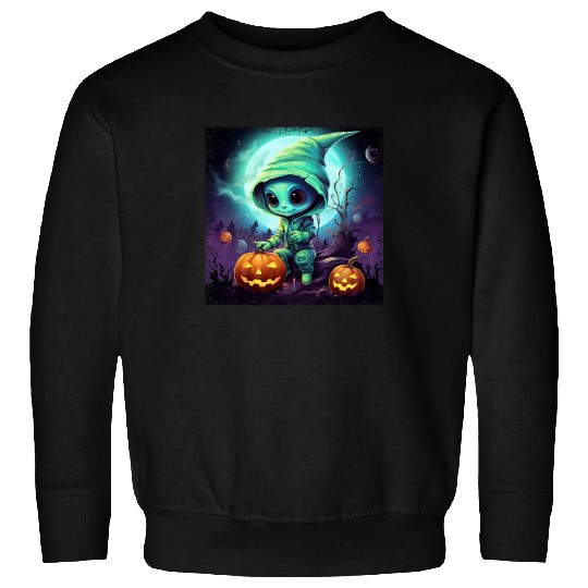 Alien Halloween: Green Extraterrestrial with Sweatshirts