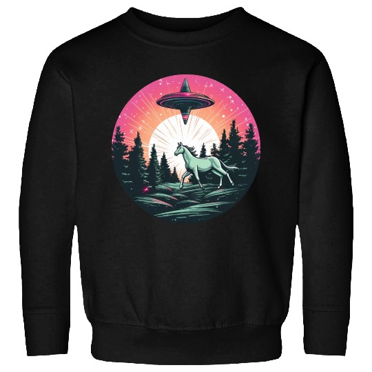 UFO Abduction: Alien Abducts Horse at Sunset Sweatshirts
