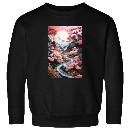 Mosaic Zen Garden River - Cherry Blossom Sweatshirts