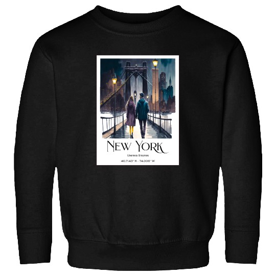 Watercolor painting loving couple in New York City Sweatshirts