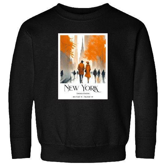 Watercolor painting loving couple in New York City Sweatshirts